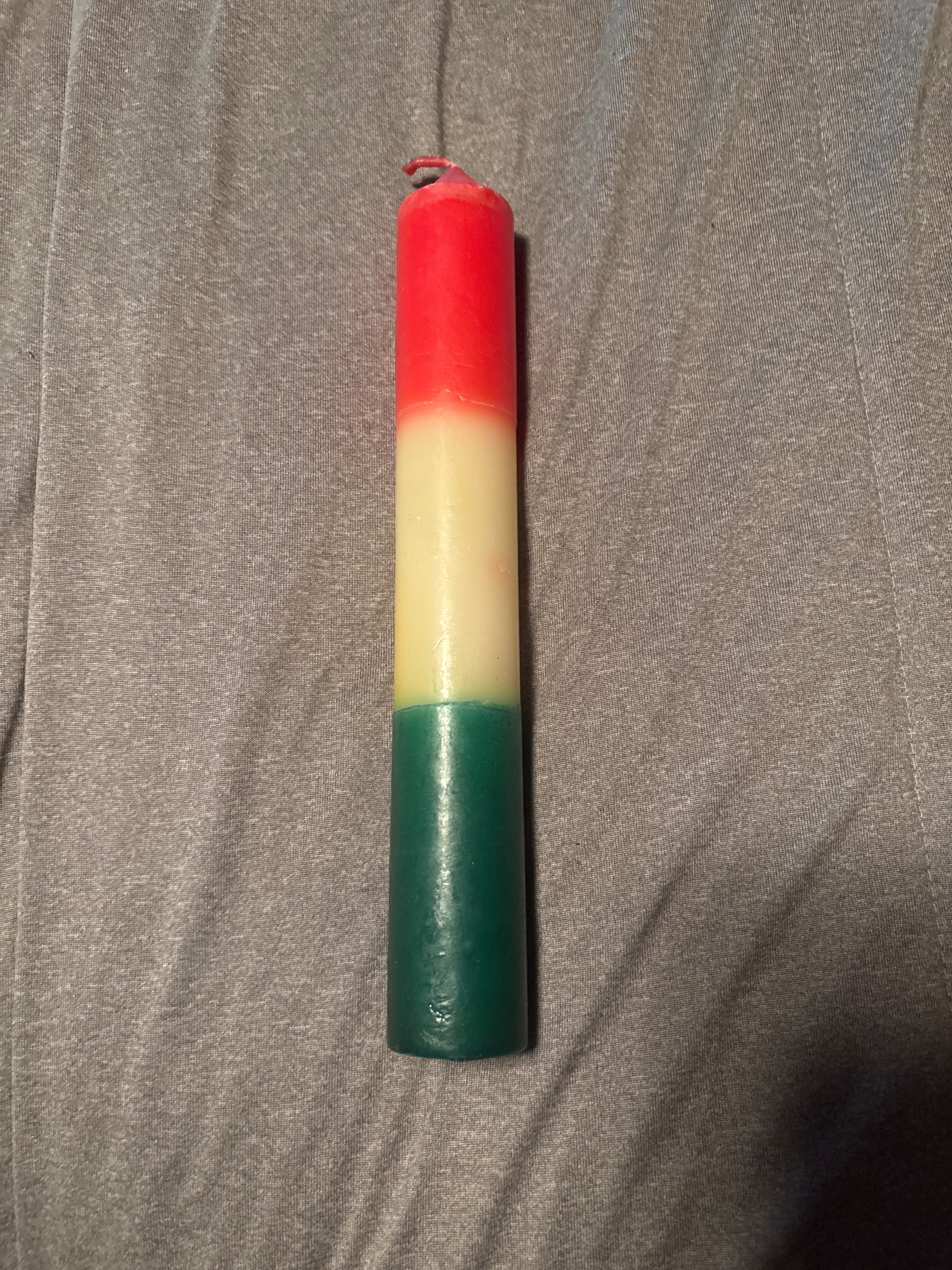 Red, White, Green 9 in Pillar Candle