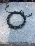 Tigers Eye & Hematite Macrame Bracelet