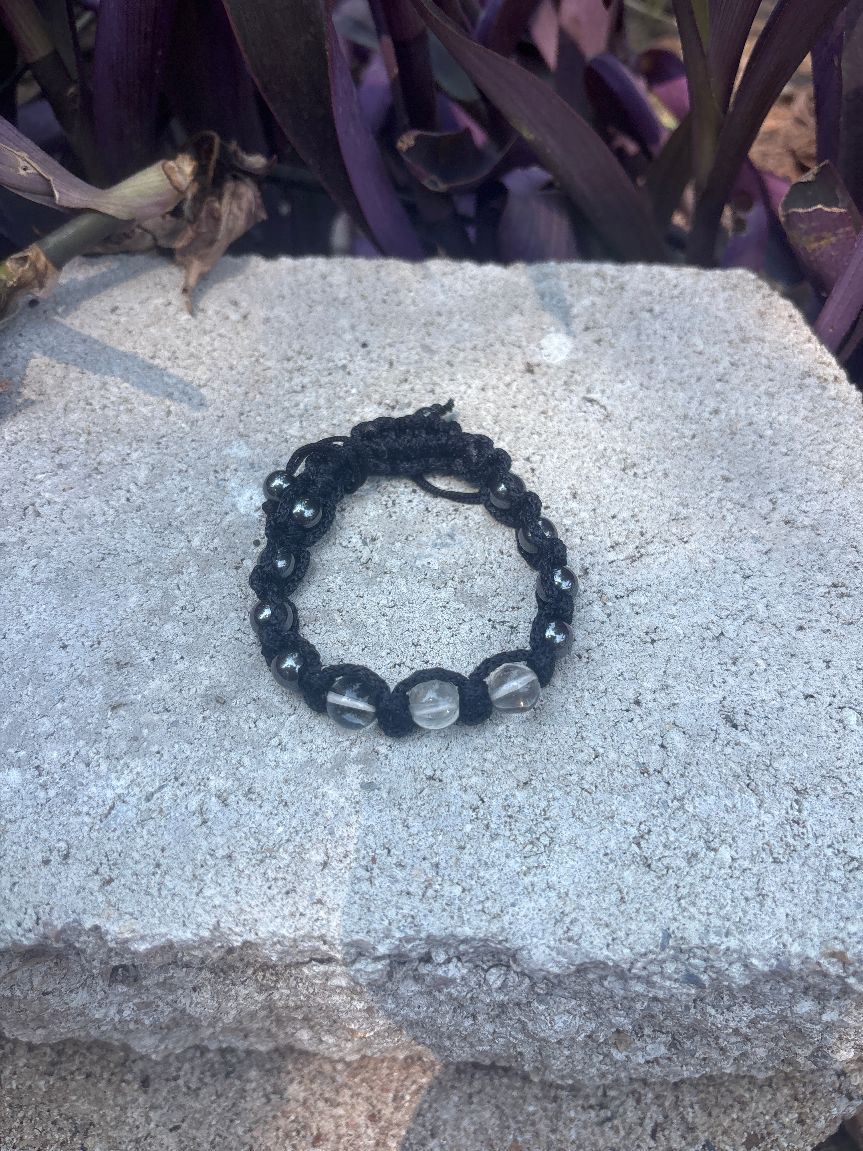 Clear Quartz & Hematite Macrame Bracelet