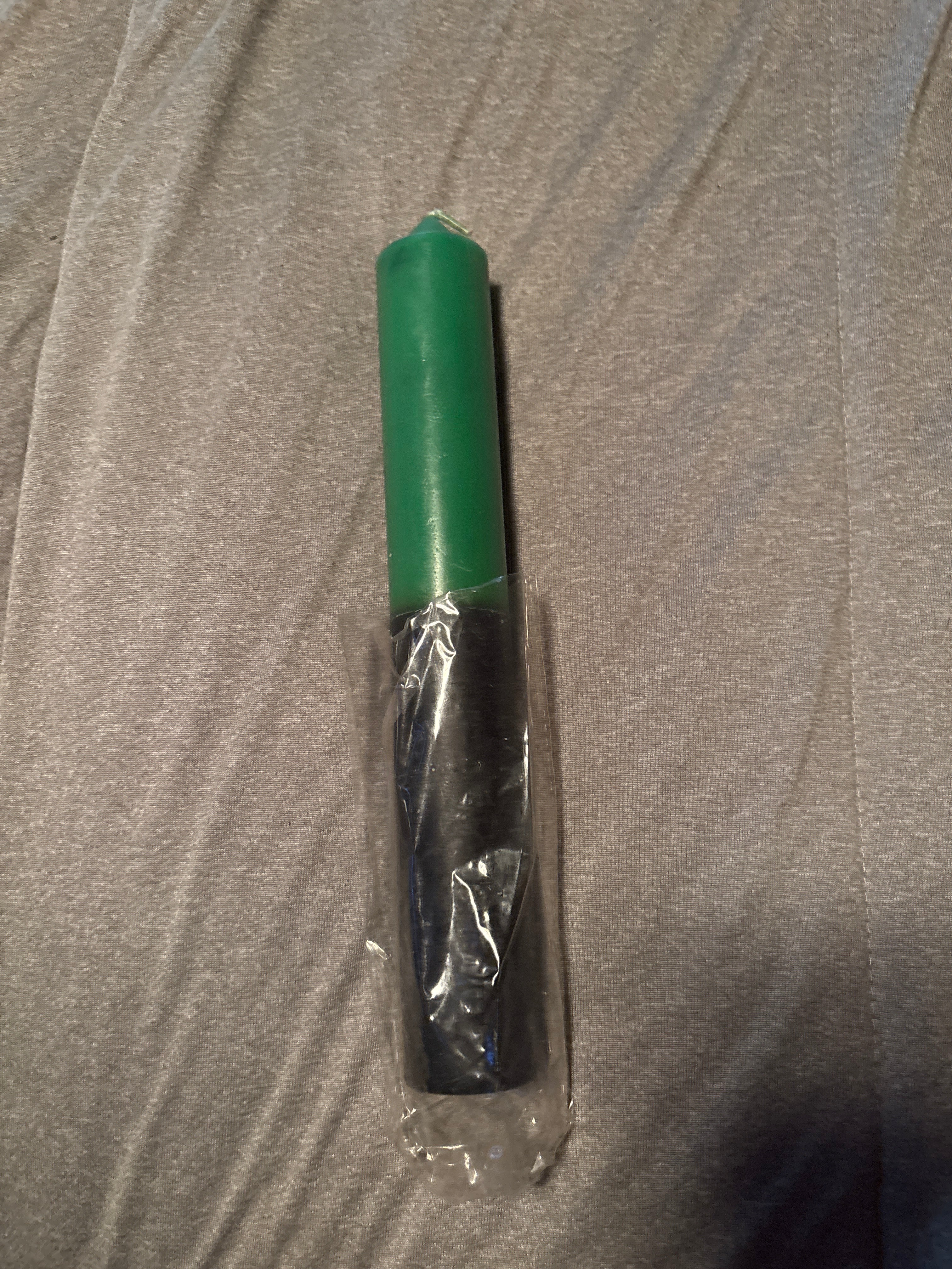 Green and Black 9 in Candle