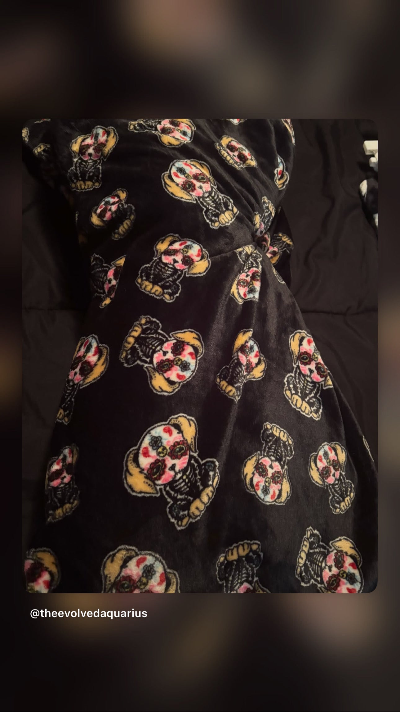 Sugar Skull Dog Throw Blanket